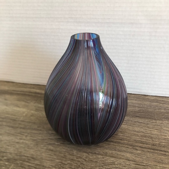 Handblown Multicolour Swirl Glass Vase - Picture 2 of 10